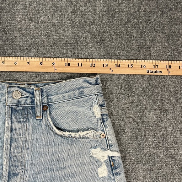 AGOLDE Dee Denim Shorts Womens 24 Thrashed Button Fly High Rise Jean Distressed - Picture 4 of 10